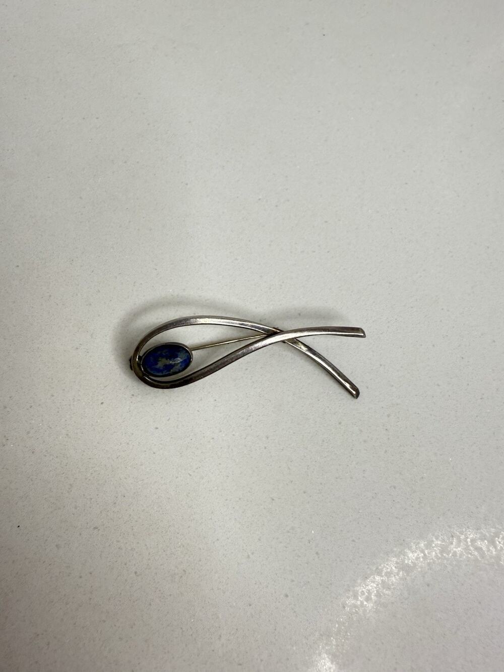 Sterling Silver 2 Inch Abstract Eye Modernist Pin Brooch Denmark